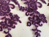 Craftuneed Bundle 5pcs Purple Floral Lace Applique Embroidered Lace Motif Patch For Sewing Craft