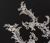 Gold Se5 Pairs Ivory Bridal Lace Applique Floral Embroidery Lace Motif Patch For Wedding DIY