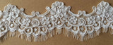 Ivory floral embroidered lace trim with eyelash edge Bridal sewing material, 9 Meters
