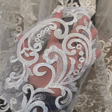 Ivory Beaded Lace Fabric by Meter – Embroidered Bridal Lace Tulle for Wedding DIY