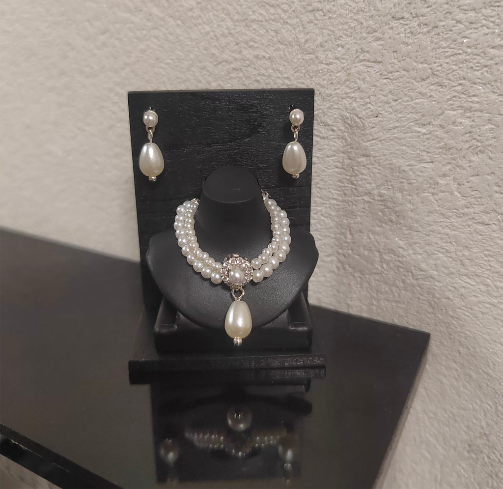 1:6 Scale Doll Necklace and Earrings Set Miniature Faux Pearl Jewellery Handmade
