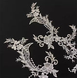 Ivory Floral Lace Applique Pair Bridal Lace Motifs Left Right Matching 20 Pairs (40pcs)