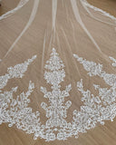 Royal Length Lace Wedding Veil 3.8m Mantilla-Style Cathedral Bridal Veil White