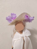 Handmade 1:6 Scale Doll Hat with Lilac Purple Flowers Miniature Doll Accessory
