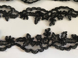 Craftuneed Bundle 13.3 Meters black floral lace trim sew on embroidered tulle dress lace trimming for Sewing