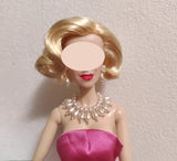 1:6 Scale Doll Faux Pearl Necklace and Earrings Set Miniature Jewellery Handmade