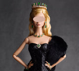 Handmade 1:6 Scale Doll Jewellery Miniature Emerald Green Crown Necklace Earrings Brooch