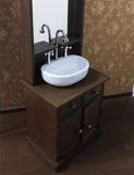 Craftuneed 1:6 Scale Doll Bathroom Sink Cabinet with Mirror Miniature Dollhouse Washstand with Basin furniture