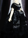 Craftuneed Gothic Queen Doll Dress with Crown Halloween Black Spider Web Witch Gown Costume for 1/6, 1/4, 1/3 Scale Dolls