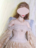 Handmade Vintage Lace Doll Dress and Necklace Miniature Gown For 1/6 1/4 1/3 Scale