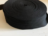 35 Metres Black Cotton Linen Blend Ribbon | 5cm Wide | Plain Fabric Trim | Sewing & Craft