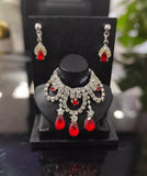 Set of 3 Miniature Doll Jewellery 1:6 Scale Red Rhinestone Necklaces Earrings Handmade