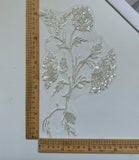 Beaded Floral Lace Applique, Sequin Embroidery Patch, Ivory Bridal Tulle Motif