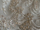 Bundle 7.2 Meters Ivory sequins lace trim with silver cord Bridal embroidered tulle trimming
