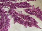 Craftuneed Bundle 2Pcs Luxury Lilac Purple Sequin Lace Applique Beaded Floral Embroidered Patch for Dressmaking, Bridal, Dancewear