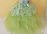 Handmade 1:6 Scale Doll Floral Lace Dress Beaded Mermaid Tulle Gown with Hair Accessory