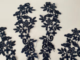 Craftuneed Bundle 6pcs navy sew on lace applique embroidered floral tulle lace motif patch