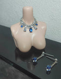 1:6 Scale Doll Rhinestone Necklace and Earrings Set Miniature Jewellery Handmade