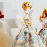 Craftuneed 1:6 Miniature Doll Dress Cottage Floral Beaded Gown with Sunflower Print Elegant Handmade Outfit For Collectible Dolls