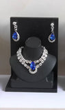 Set of 3 Doll Jewellery 1:6 Scale Miniature Blue Rhinestone Necklaces Earrings Handmade