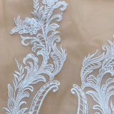 3 Pairs Ivory Sequin Lace Applique Floral Embroidered Bridal Motif Patch
