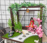 Craftuneed 1:6 scale Japanese Garden Doll Diorama Set Miniature Dollhouse Outdoor Scene with Pavilion Plants and Pathway For Fashion Doll Custom sizes available