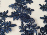 Craftuneed Bundle 6pcs navy sew on lace applique embroidered floral tulle lace motif patch