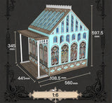 Miniature Greenhouse with Porch DIY Kit – 1/12, 1/6 Scale Dollhouse Furniture Craft Kit Unfinished