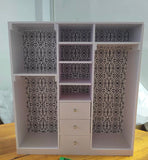 Handmade 1:6 scale Dollhouse Wardrobe Miniature Closet Cabinet with Hangers & Drawers
