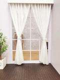 Craftuneed 1:6 Scale Dollhouse French Window with Curtains Miniature DIY Doll Photography Backdrop Prop Room Decor