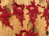 5pcs Wine Red Floral Lace Appliques Embroidered Flower Burgundy Lace Motifs Patches
