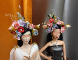 Handmade 1:6 Scale Floral Crown & Flower Hair Clip for Fashion Dolls Miniature Doll Headpiece