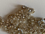 Craftuneed Handmade Rhinestone Faux Pearl Applique Bridal Sash Embellishment Motif Sew On Patch for Dress Craft Projects