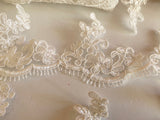 Craftuneed Bundle 6Meters ivory eyelash lace trim embroidered floral tulle lace trimming