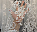 Ivory Beaded Lace Fabric by Yard Bridal Floral Sequin Embroidered Lace For Wedding DIY