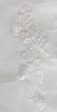 Ivory Beaded Lace Applique Pair Sequins Floral Embroidery Bridal Motif Patch For Wedding