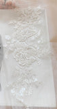 Ivory Beaded Floral Lace Applique Embroidery Sequins Motif Patch Luxury (4 Pairs)