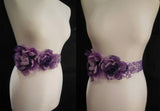 Handmade Purple Lilac Bridal Beaded Sash Belt – Chiffon Flower Wedding Dress Belt