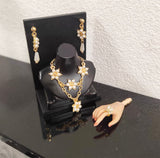Handmade 1:6 Scale Doll Jewelry Set – Miniature Floral Faux pearl Necklace, Earrings & Ring
