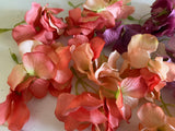 Craftuneed Bundle 21 bunches fabric floral petals sew on glue on hydrangeas flower petals pink red lilac purple