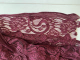 Craftuneed wine colour embroidered floral lace fabric sheet approx. 1 meter