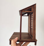 1:12 Scale Japanese Dollhouse Front Handmade Miniature Wooden Facade Shoji Screen Diorama