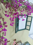 Craftuneed 1:6 scale Doll Photo Backdrop Scene Setup Miniature Dollhouse Outdoor Wall with Window Flowers and Bicycle Props For Fashion Dolls