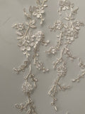 Craftuneed Job lot 6pcs ivory & silver cords sew on lace applique floral tulle lace motif patch