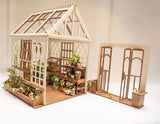 Miniature Greenhouse DIY Kit – 1/6, 1/12, 1/24 Scale Dollhouse Furniture Craft Kit Unfinished