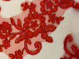 Craftuneed Bundle 6pcs red floral lace applique sew on embroidered tulle lace motif patch