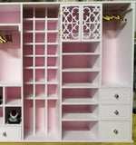 Handmade 1:6 scale Dollhouse White Wardrobe Cabinet Miniature Closet Cabinet with Shelves & Drawers