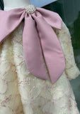 Handmade Baby Girl Lace Dress, Toddler Floral Pink Collar Outfit Children Wear Luxury