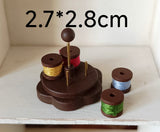 Dollhouse Miniature Sewing Cabinet with Drawers and Accessories Set – Wooden Vintage Style Sewing Cupboard (1:12 Scale)