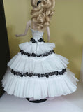 Handmade 1:6 Scale Doll Dress Miniature Tiered Tulle Gown For Fashion Dolls